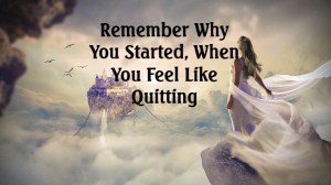 Remember Why You Started, When You Feel Like Quitting