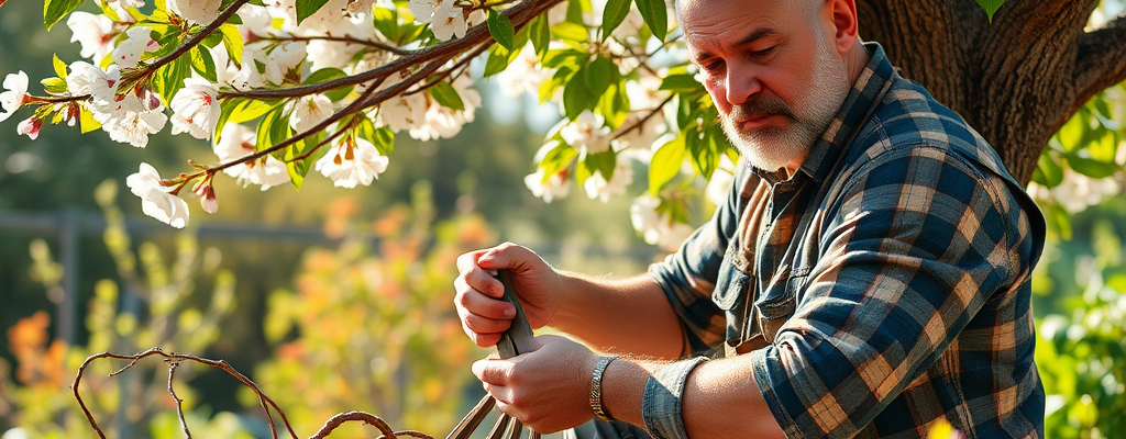 A person pruning a tree, symbolic of intentional letting go and personal growth.